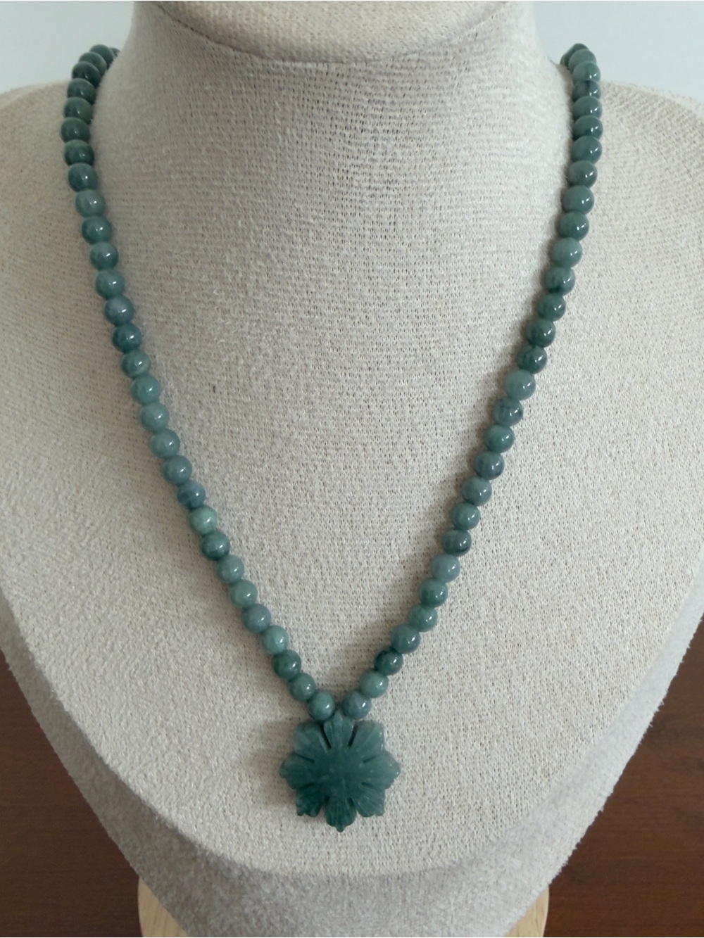 Grade A Blue Water Jade Beaded Necklace with Sunflower Snowflake Philippine Sun